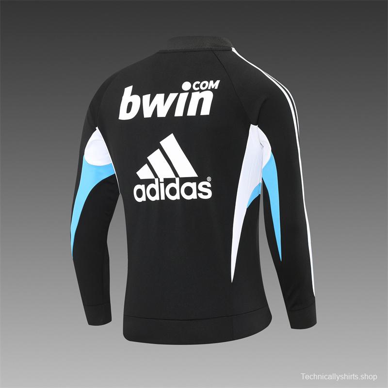 Retro 08/09 Real Madrid Black Half Zipper Jacket+Long Pants