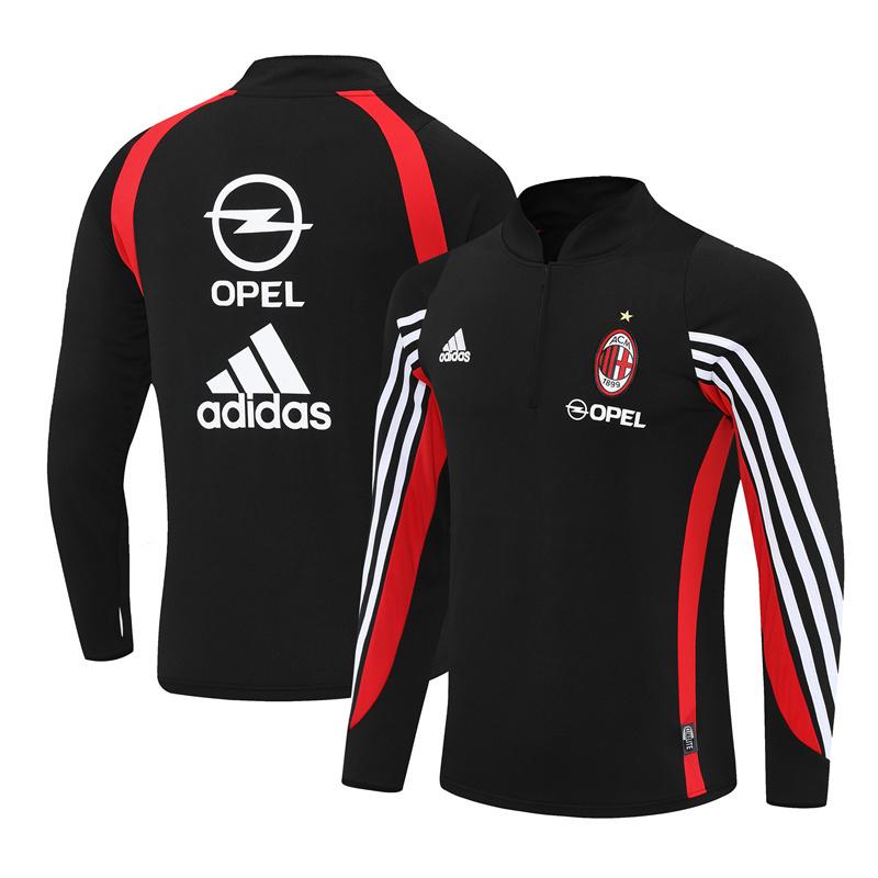 Retro 03/04 AC Milan Black Half Zipper Jacket+Long Pants