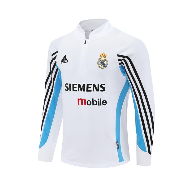 Retro 03/04 Real Madrid White Half Zipper Jacket+Long Pants