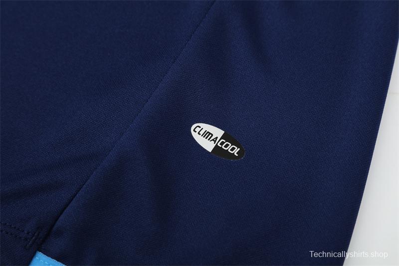 Retro 05/06 Real Madrid Royal Blue Half Zipper Jacket+Long Pants