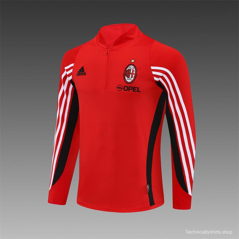 Retro 03/04 AC Milan Red Half Zipper Jacket+Long Pants