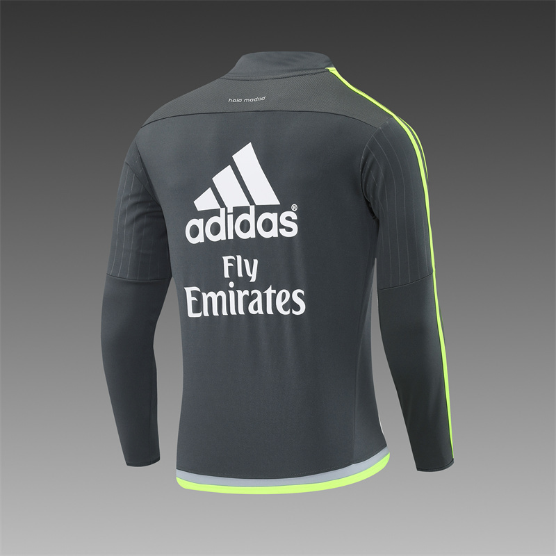 Retro 15/16 Real Madrid Dark Grey Half Zipper Jacket