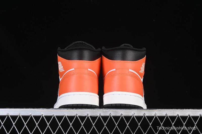 Nike Air Jordan 1 Mid AJ1 Black White Orange - DQ8426-801