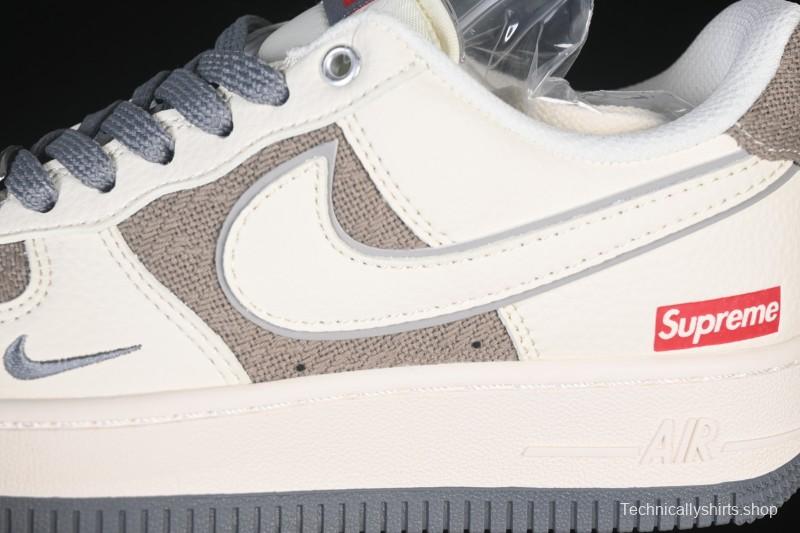 Nike Air Force 1 '07 Low Supreme Collaboration Beige Canvas Casual Sneakers - XX3168-210