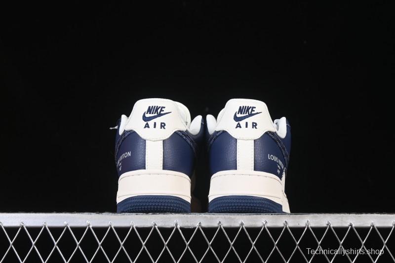 Nike Air Force 1 '07 Low LV Collaboration Navy Blue Cashew Flower Casual Sneakers - JP8028-009