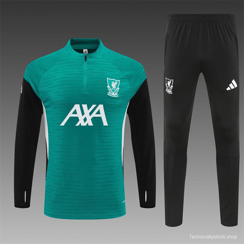 Player Version 25/26 Liverpool Green AD on Both Sleeves Half Zipper Jacket+Long Pants