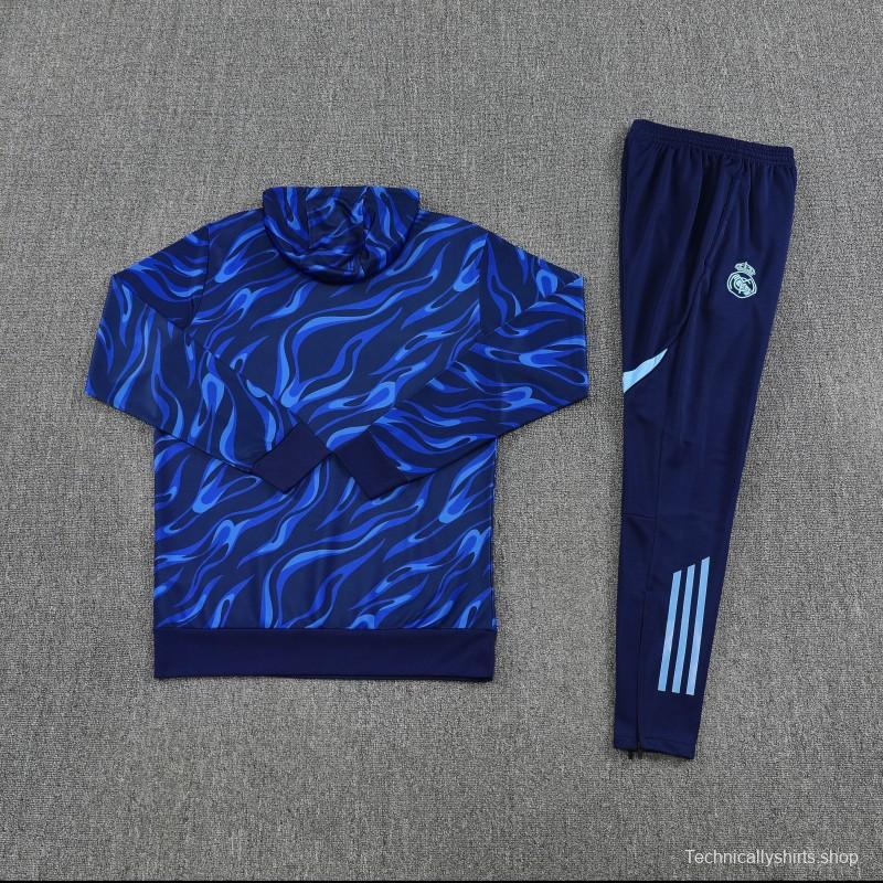25/26 Real Madrid Blue Hoodie +Long Pants