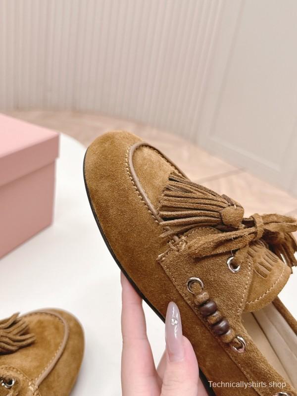 Miu Miu Fall/Winter 2025 Tassel Loafer Mule with Bead Accents - LY00330