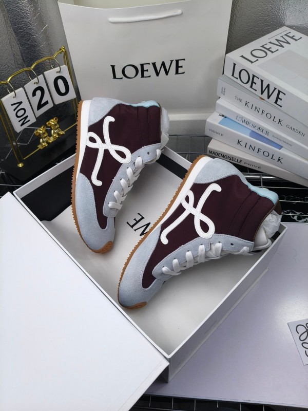 LOEWE High-Top German Training Sneakers Retro Fashion Casual White Shoes - LY00330