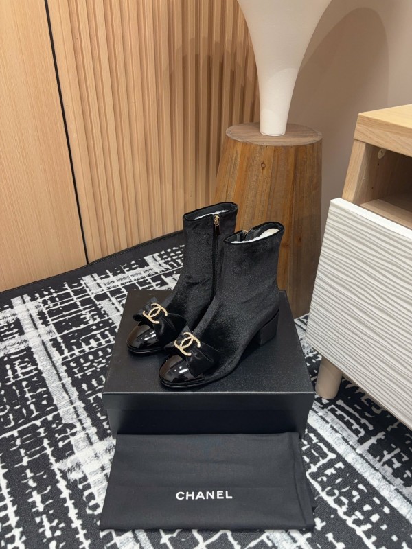 Chanel 2025 SS Bow CC Crystal Buckle Ankle Boots - LY00340/LY00350