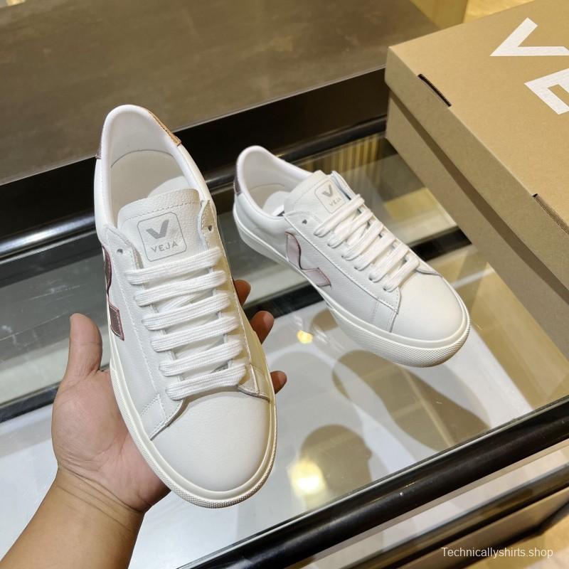 VEJA Classic White Sneakers V Logo Lace-Up Retro Flat Thick Sole Casual Sports Shoes - LY00220/LY00230