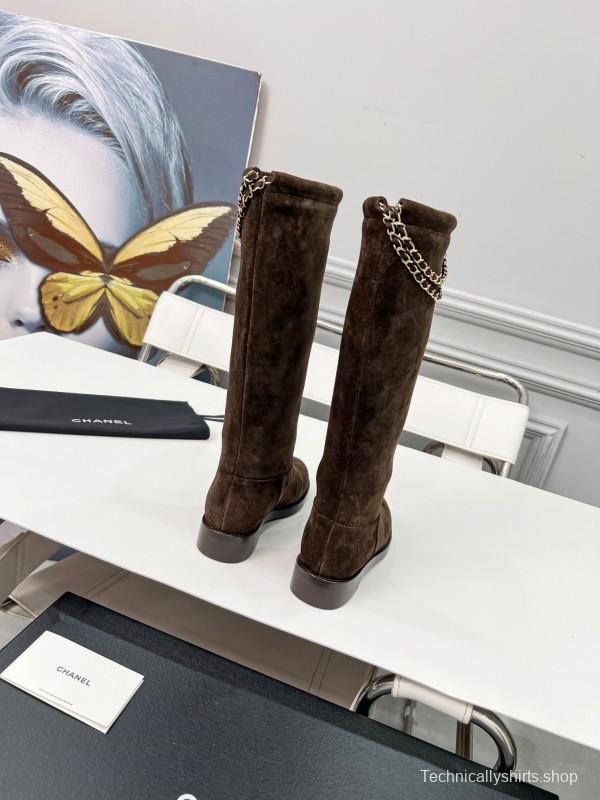 Chanel 2025/SS Quilted Leather Chain CC Four-Leaf Clover Flat Ankle Boots - LY00510