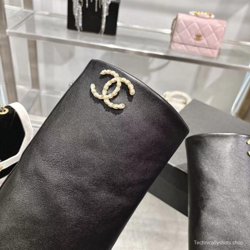 Chanel 2025/SS Autumn Winter Runway Turn-Cuff Block Heel Straight Tube Boots Classic Color Block - LY00510