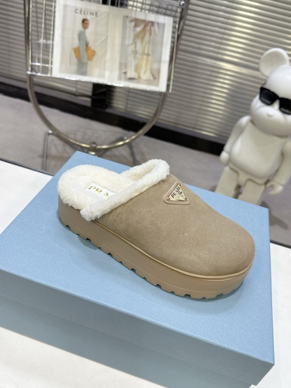 Prada Spring/Summer 2025 Popular Early Spring Fur Slippers - KFY00280
