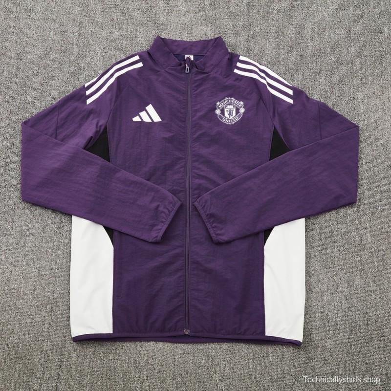 25/26 Manchester United Purple S-2XL Half Zipper Jacket+Long Pants