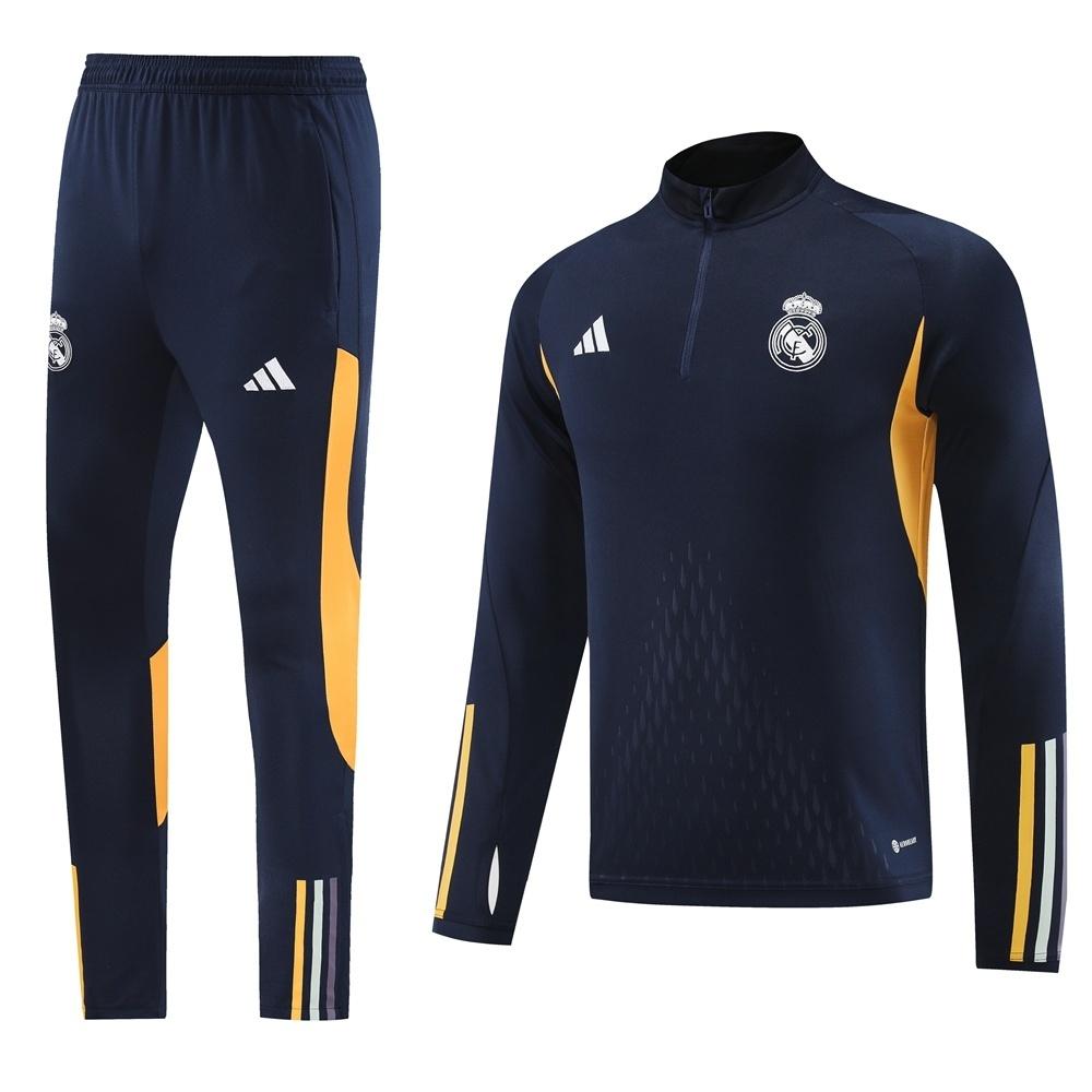 25/26 Real Madrid Royal Blue Half Zipper Jacket+Long Pants