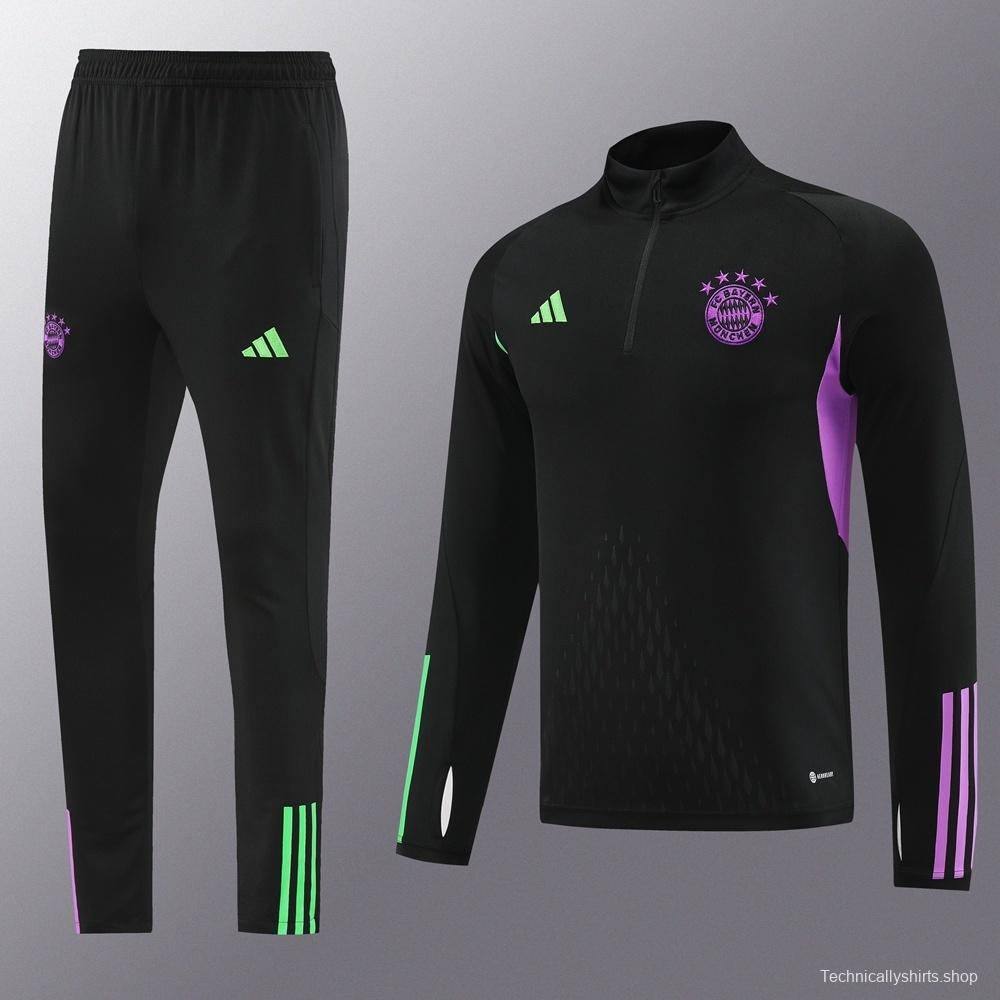 23/24 Bayern Munich Black S-2XL Half Zipper Jacket+Long Pants