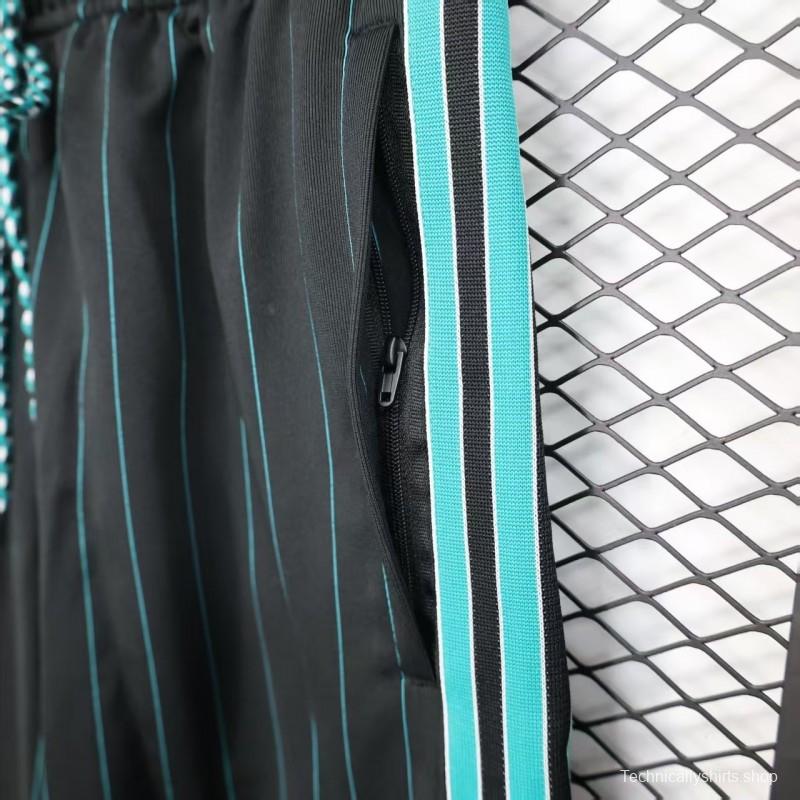 25/26 Liverpool Adidas Original Black with Teal Pinstripes Shorts