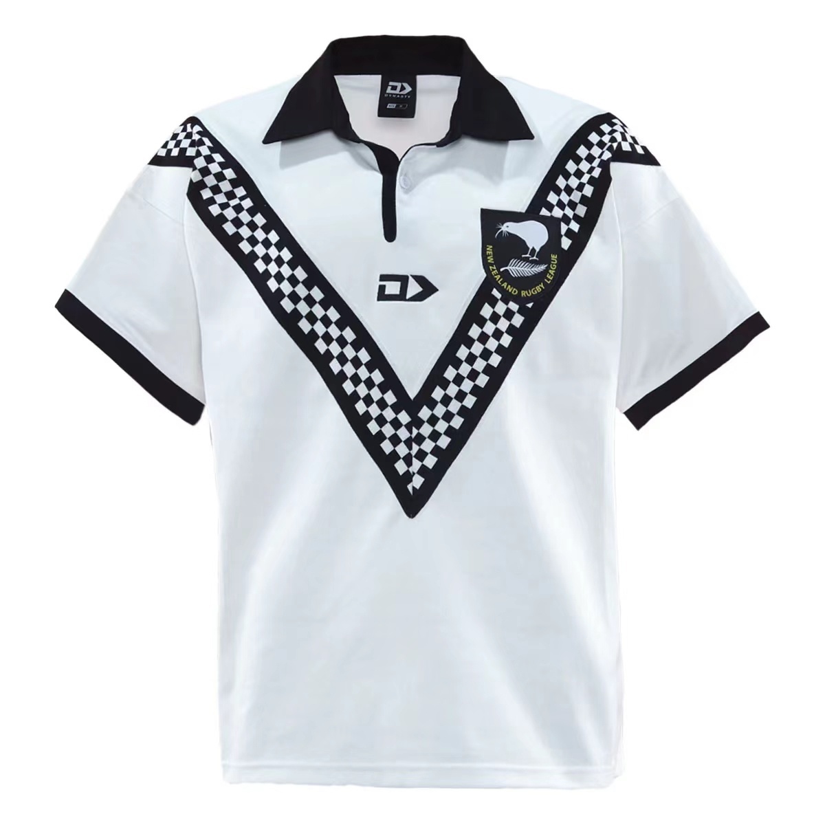 2024 New Zealand Kiwis White with Black Checkerboard V Pattern Jersey