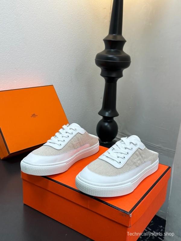 Hermès Deep Series Couple White Sneakers Casual Skate Shoes - AS00320