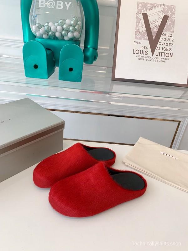 Marni 2025/ss Mule Shoes with Pony Hair Design - LY00