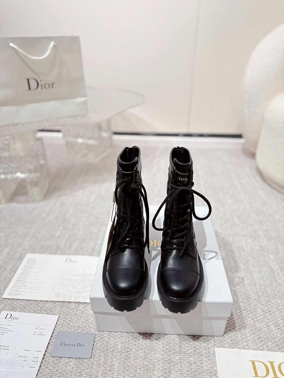 DIOR CHRONO Embroidered Motorcycle Ankle Boots - LY00390
