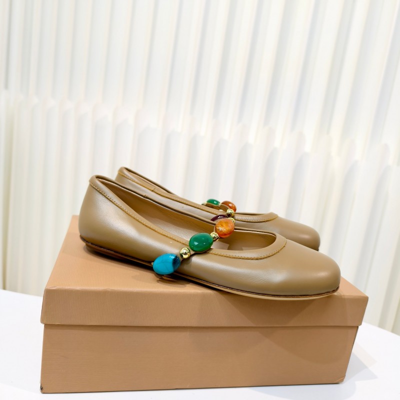 Gianvito Rossi Bohemian Style Turquoise Flat Ballet Shoes - LY00320