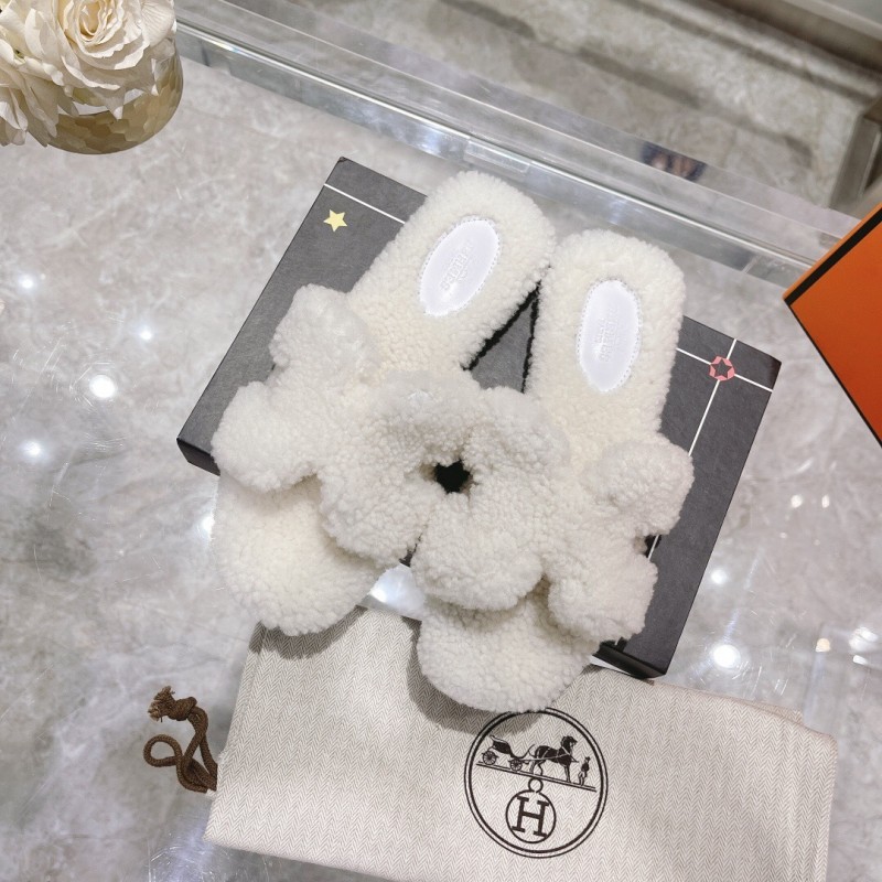 H Teddy Wool H Slippers Flat Sole - LY00240