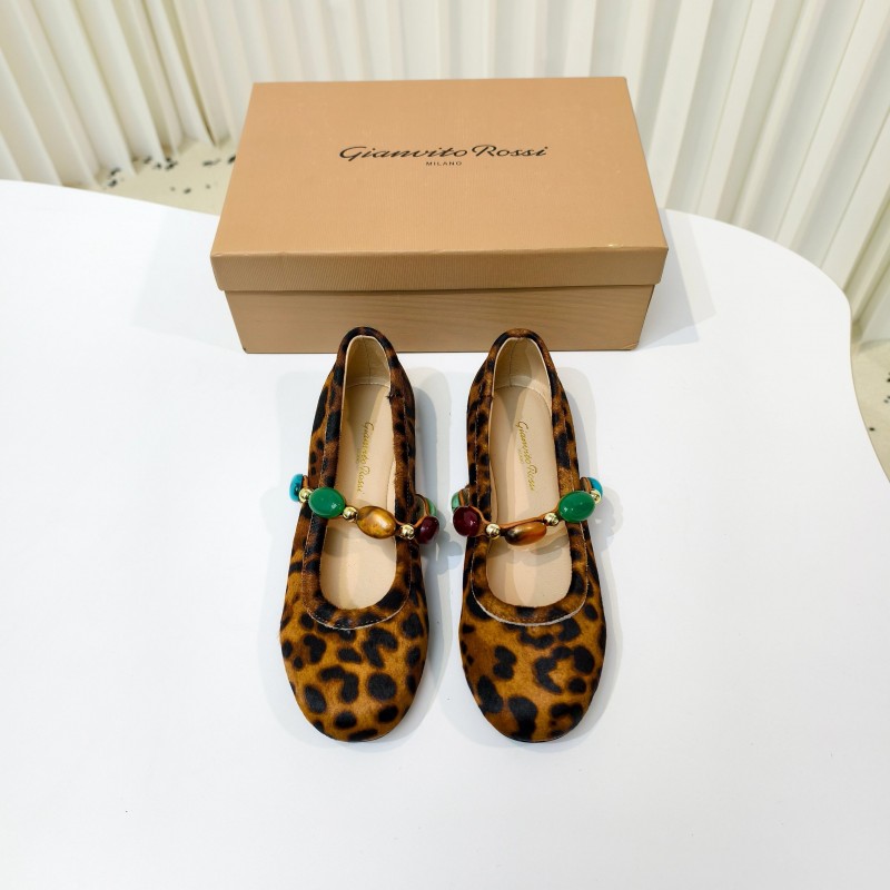 Gianvito Rossi Bohemian Style Turquoise Flat Ballet Shoes - LY00320