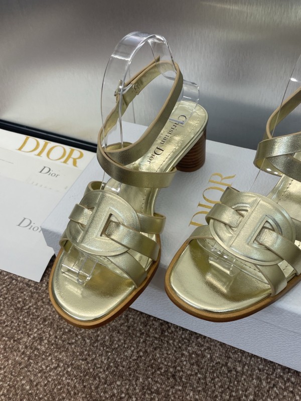 Dior D-Club Jelly Color Hollow Layered Cross Strap Mid Heel Women Shoes - KFY00290