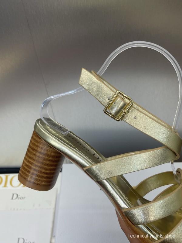 Dior D-Club Jelly Color Hollow Layered Cross Strap Mid Heel Women Shoes - KFY00290