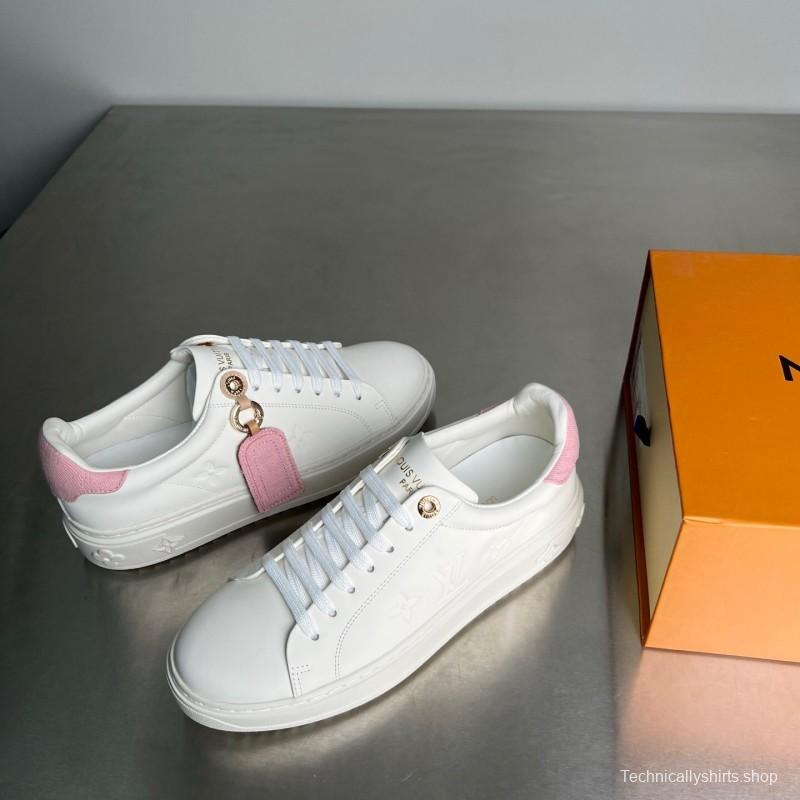 Louis Vuitton Takashi Murakami Time Out Cherry Blossom Leather Flat Low-Top Sneakers - YC