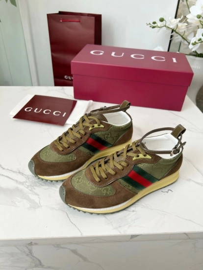 Gucci Women's Casual Shoes with GG Supreme Print and Metal Horsebit Detail - AS00330