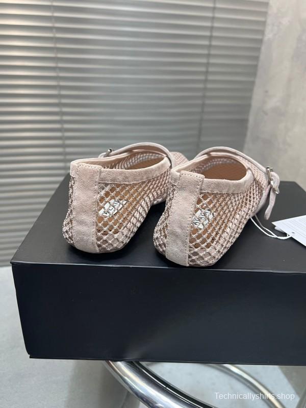 ALAIA 2025 Spring Summer Collection New Color Net Flat Sandals - KFY00270