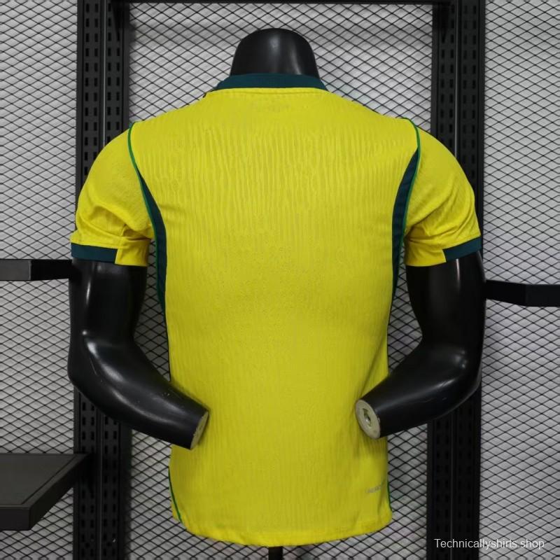 Player Version 2026 Brazil Home Yellow with Vertical Stripe Pattern Jersey