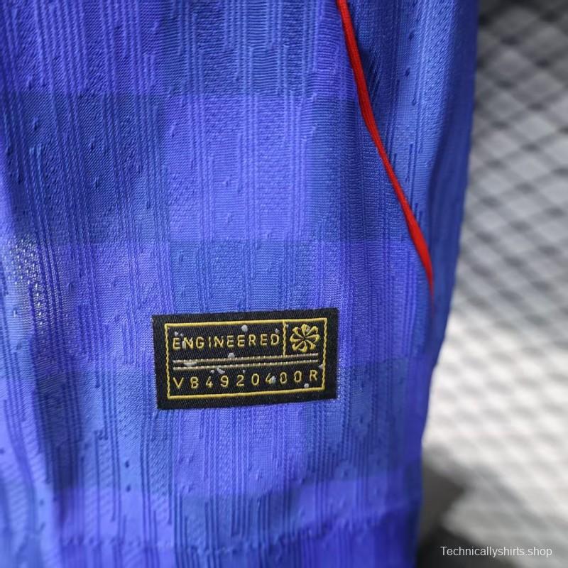 Player Version 2026 Croatia Away Blue with Subtle Checkerboard Pattern Jersey