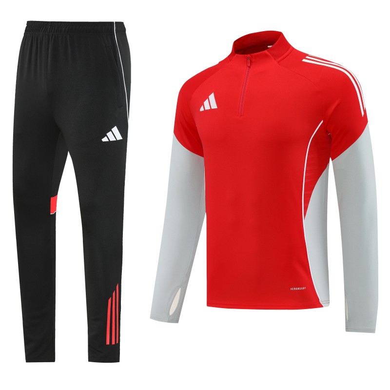 25/26  Adidas Red/White Full zipper Jacket Tracksuit+ long pants