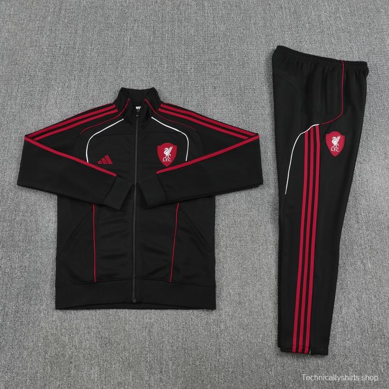 25/26 Liverpool FC Black  Full zipper Jacket Tracksuit+ long pants