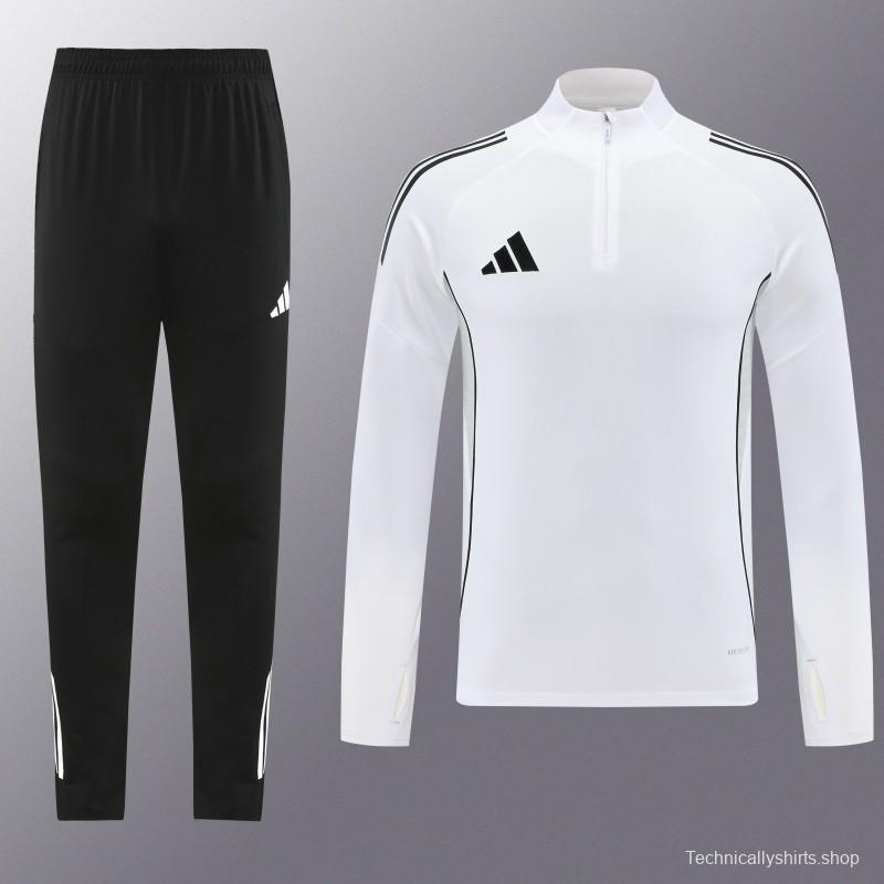 25/26  Adidas White Full zipper Jacket Tracksuit+ long pants