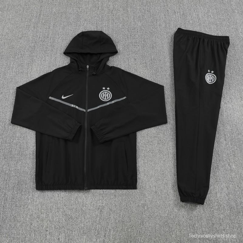 25/26 Inter Milan Black Full zipper Jacket Tracksuit+ long pants