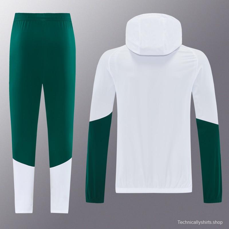 2026 Italy White Hoodie Full Zipper Windbreaker + Long Pants