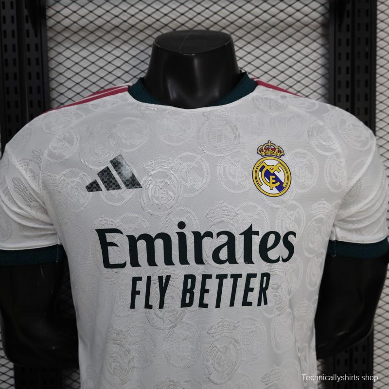 25/26 Player Version Real Madrid White with Subtle Crest Pattern Jersey