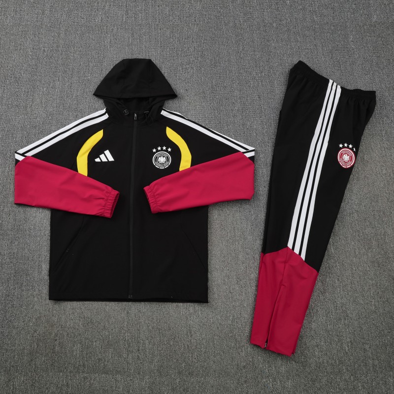 26/27 Germany Black Full Zipper Jacket Tracksuit + Long Pants