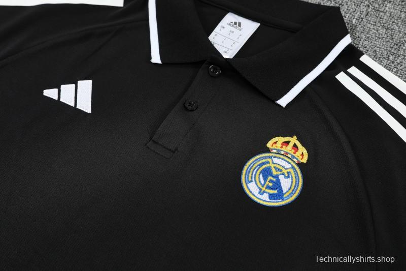 26/27 Real Madrid Black Polo Training Shirt + Long Pants Tracksuit
