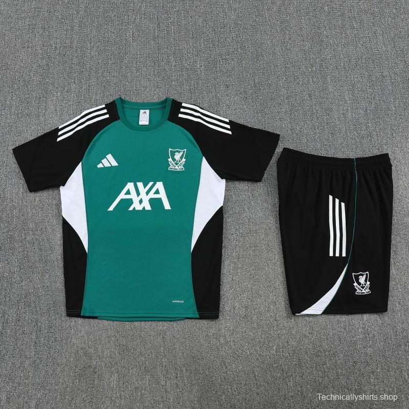 26/27 Liverpool Green & Black Short Sleeve+ Black Soccer Shorts