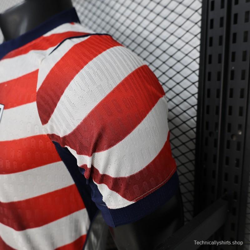 Player Version 2026 USA Home Red & White Stripe  Jersey