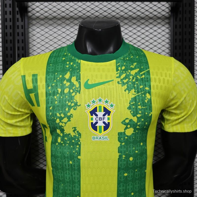 Player Version 2026 Brazil Yellow & Green Vertical Stripe Special Edition Jersey