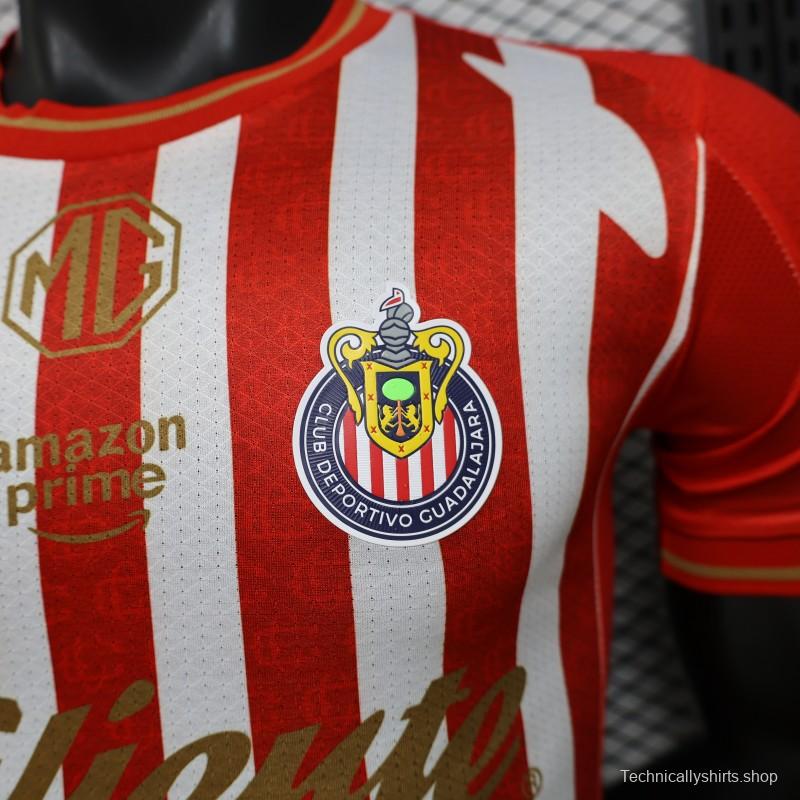 Player Version 26/27 Chivas de Guadalajara Red & White Stripes Home Jersey