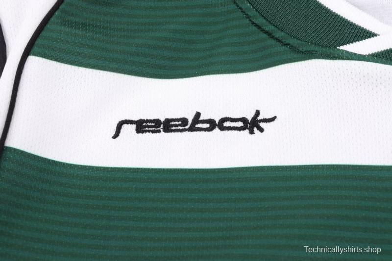 Retro Kids 01/03 Sporting CP White Green Home Long Sleeve Jersey