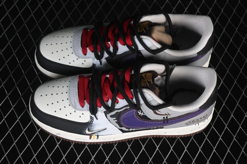Nike Air Force 1 '07 Low Graffiti Art Sneakers with Hand-Drawn Details and Distressed Finish - LJ8822-121